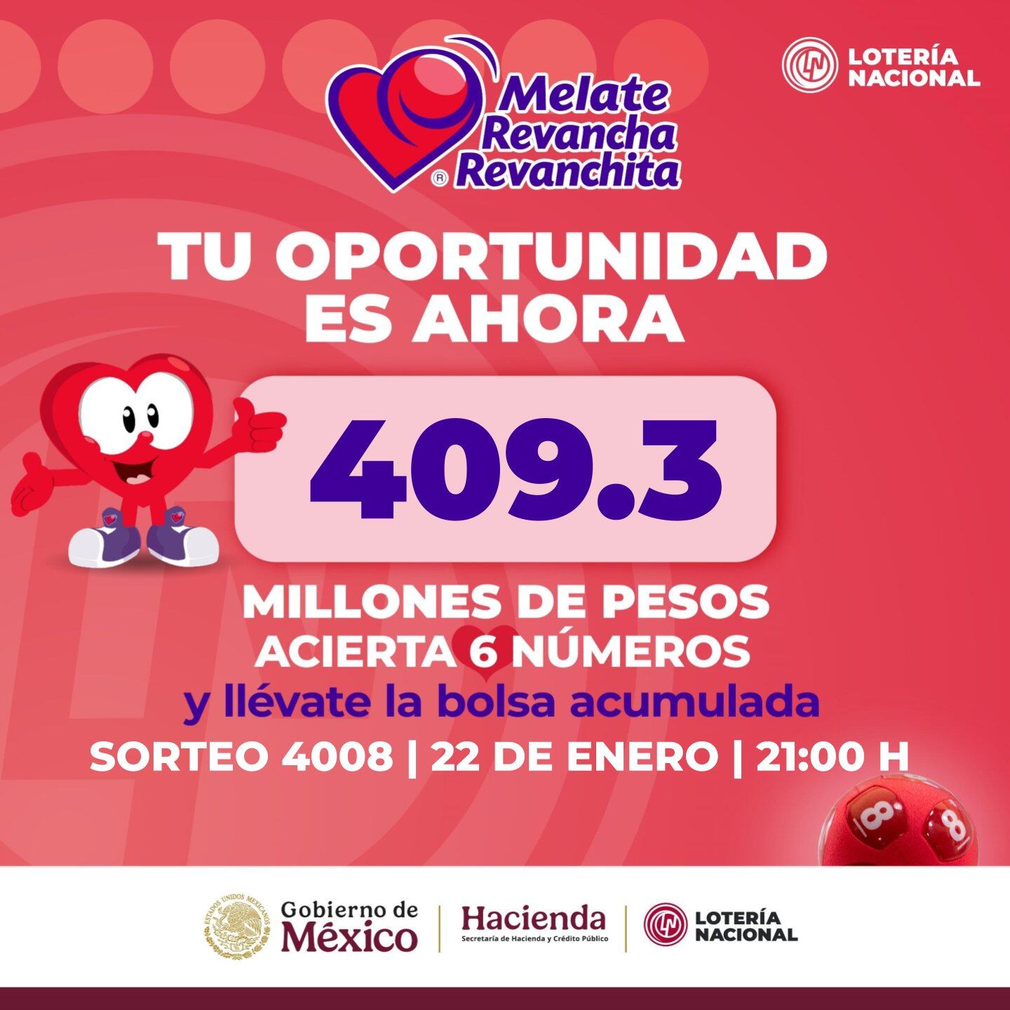 Resultados Sorteo Melate, Revancha y Revanchita 4008 de Lotería Nacional: Estos son los números ganadores