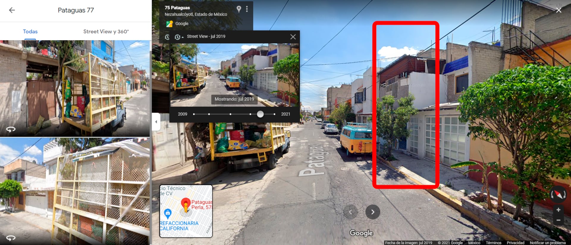 Vista de la calle antes de que estuviera un supuesto "Saloncito de fiestas" de un trabajador de la CFE en Nezahualcóyotl, EDOMÉX (2019)