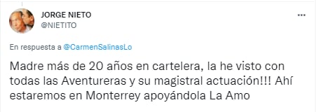 Jorge Nieto le dice te amo a Carmen Salinas.