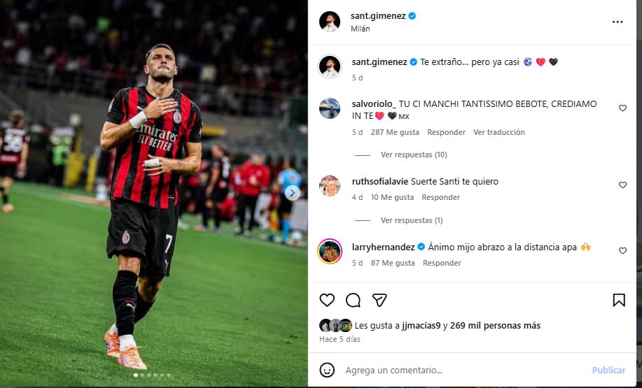 Santiago Giménez volvería pronto a jugar