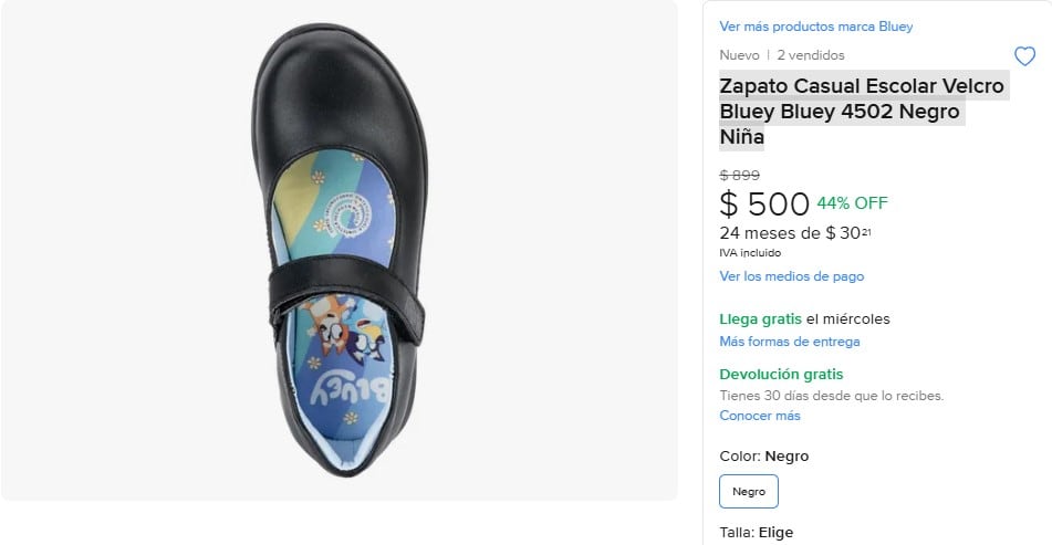 Calzado escolar de Price Shoes para niñas y niños de Bluey en Mercado Libre
