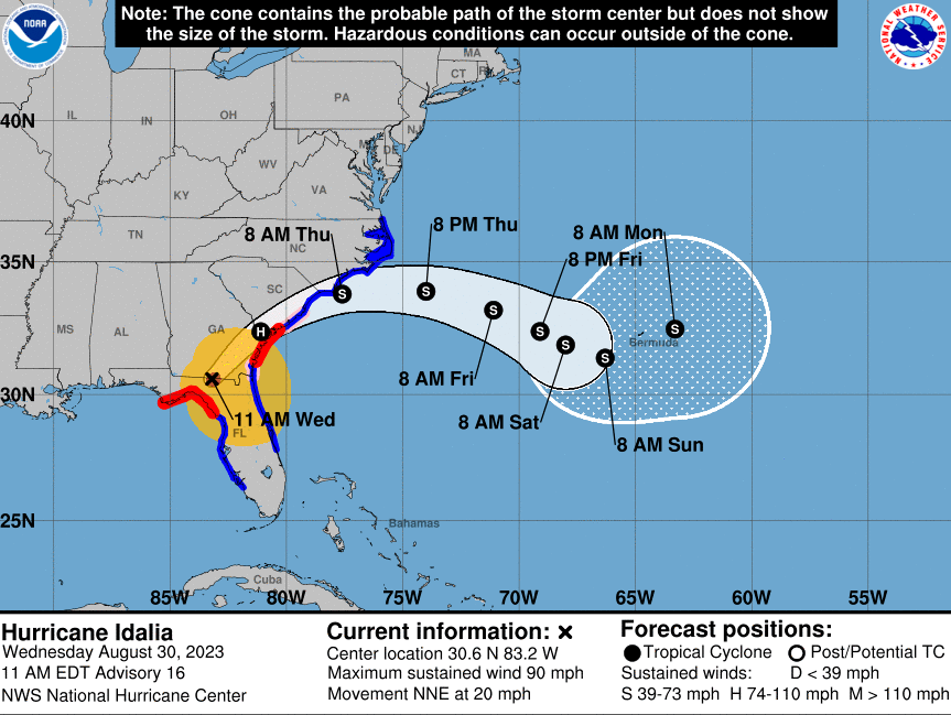 Trayectoria del Huracán Idalia