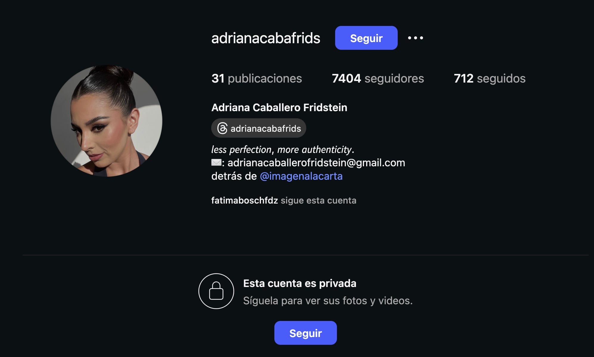 Adriana Caballero Fridstein en Instagram