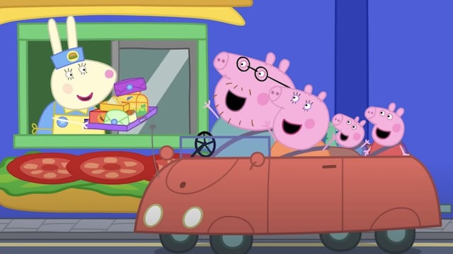 Peppa Pig come comida rápida desde el auto
