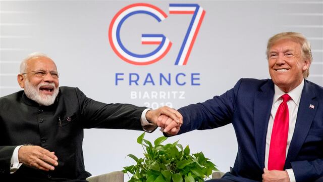 Trump con el Primer Ministro de la India.