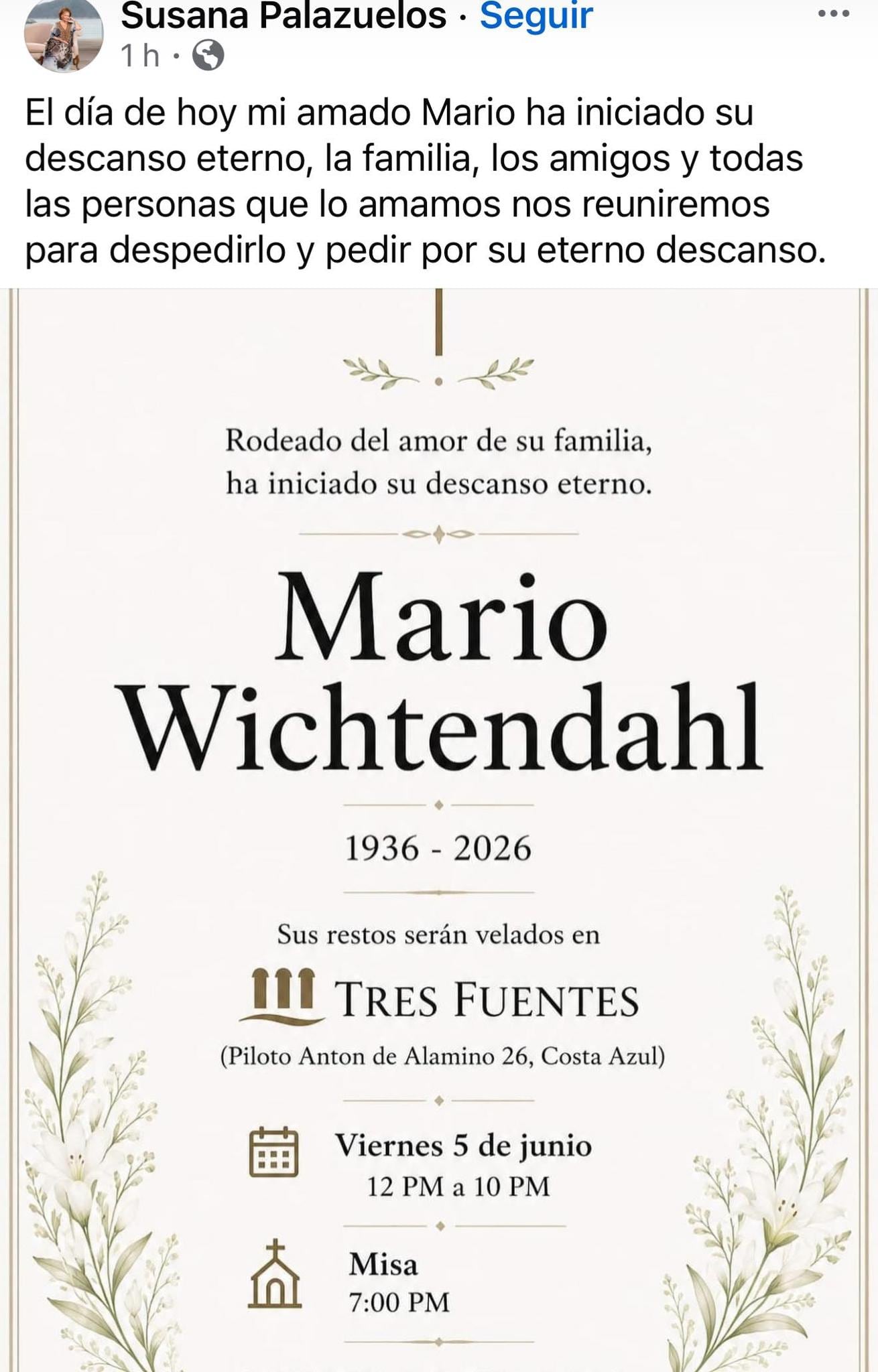 Muere tío de Roberto Palazuelos; lo recuerda como un ejemplo de vida
