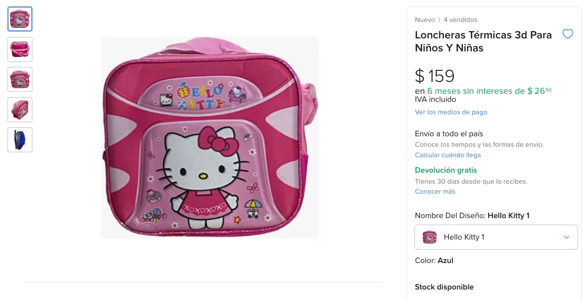 Lonchera de Hello Kitty en Mercado Libre