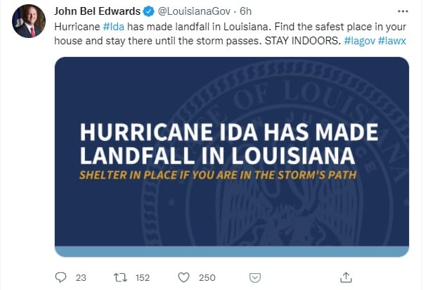 Gobernador de Luisiana, John Bel Edwards, habla sobre Ida