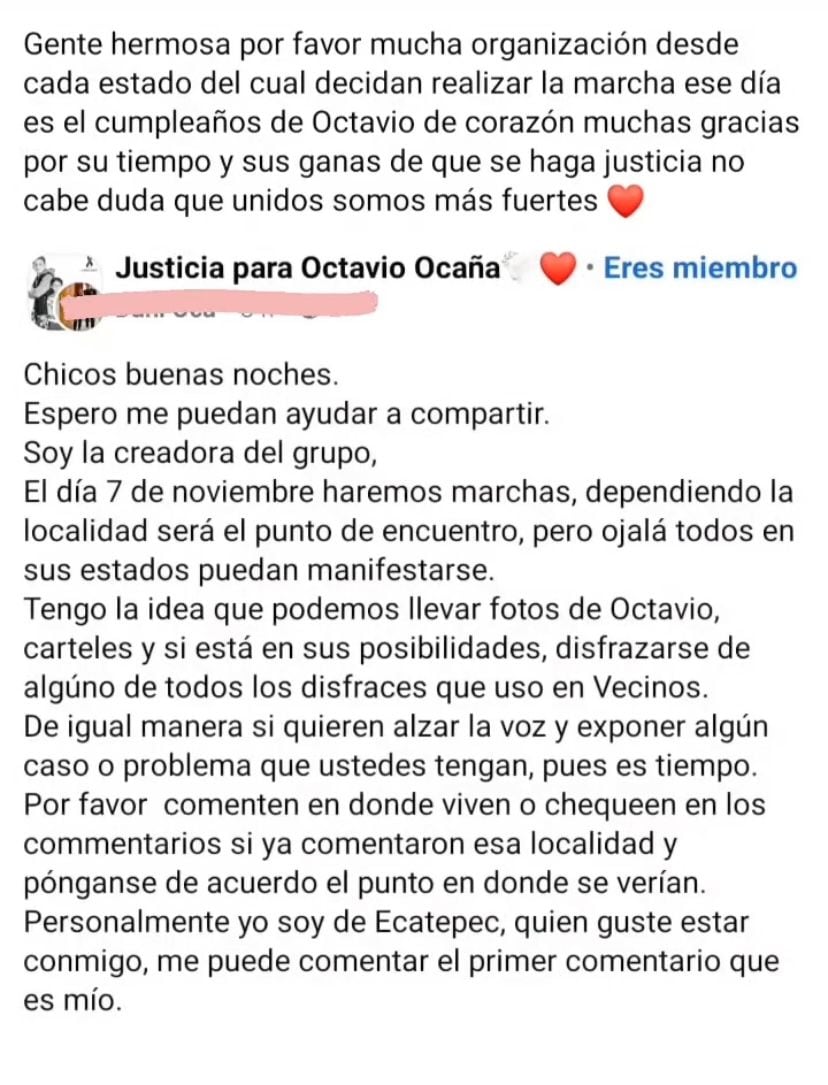 Marcharán por justicia para Octavio Ocaña