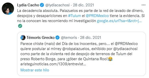 Lydia Cacho, tuit
