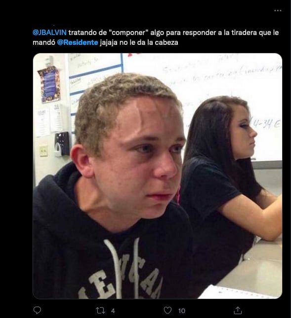 Meme reacción de J Balvin a Residente.