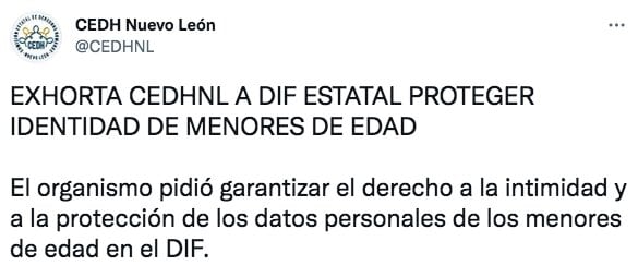 Tuit de la CEDH Nuevo León