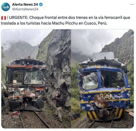 Choque de trenes en Perú