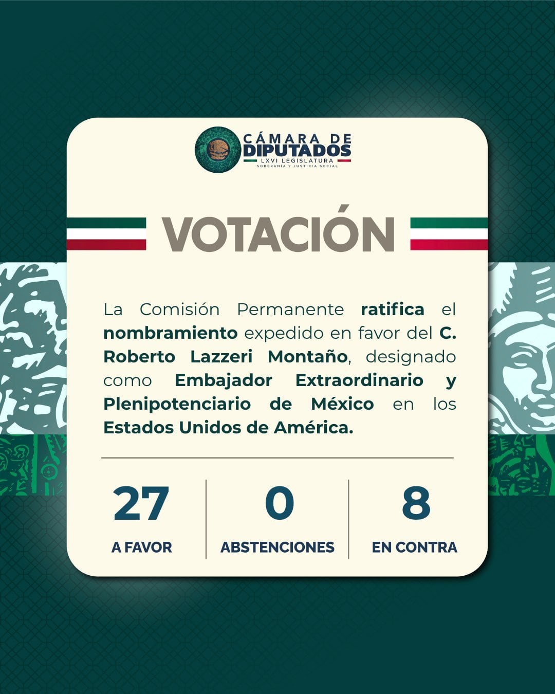 Esteban Moctezuma felicita a Roberto Lazzeri por nombramiento como nuevo embajador