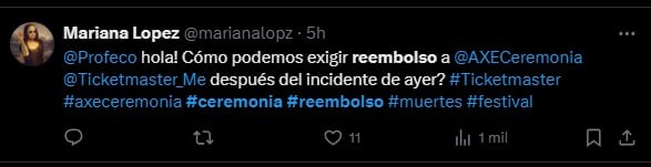 Usuarios solicitan reembolso Axe Ceremonia 2025