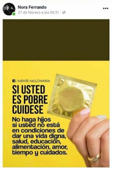 El mensaje fue reprobado en redes