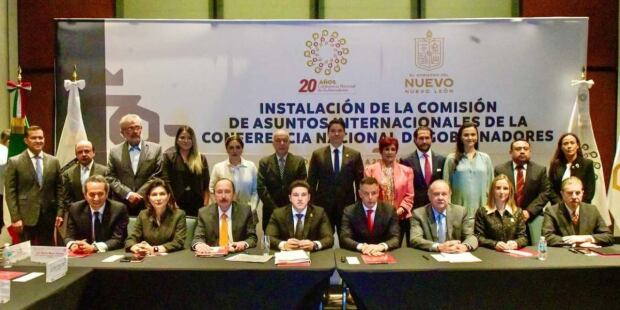 Samuel García durante su nombramiento como coordinador de la Comisión de Asuntos Internacionales de la Conago.