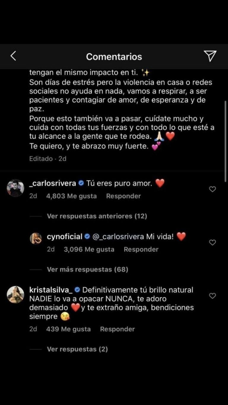 Carlos Rivera muestra su apoyo a Cynthia Rodríguez