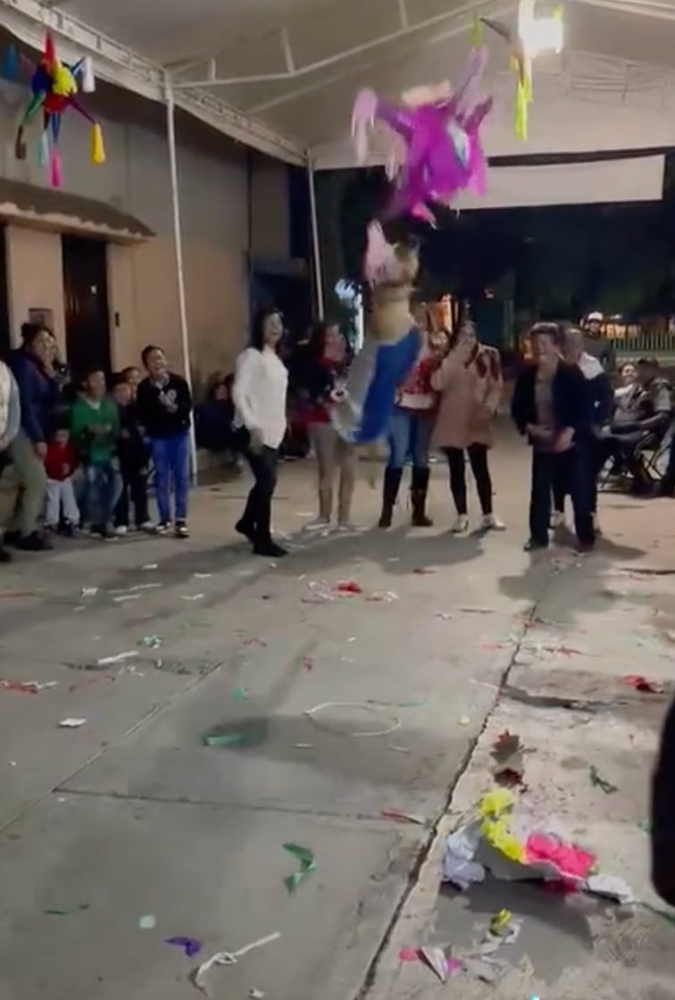 Perrito rompe piñata en la posada