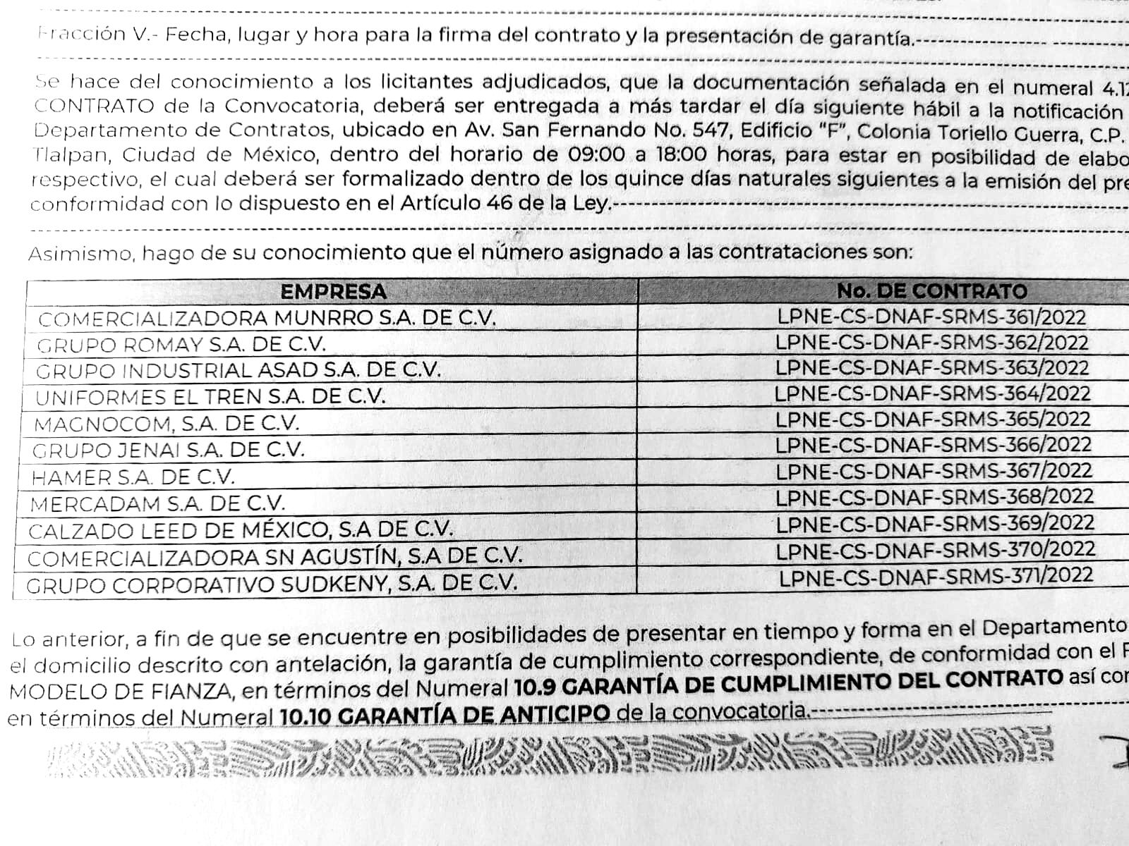 Licitación para la compra de uniformes y ropa de trabajo, ISSSTE