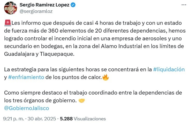 Incendio en fábrica de aerosoles en Tlaquepaque, Jalisco provocó desalojo de varias colonias
