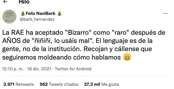 Se burlan porque “bizarro” ya es incluido por la RAE