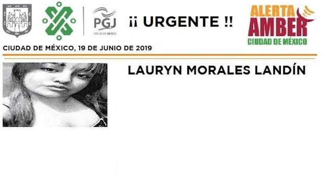 Lauryn Morales Landín fue vista por última vez el lunes 17 de junio