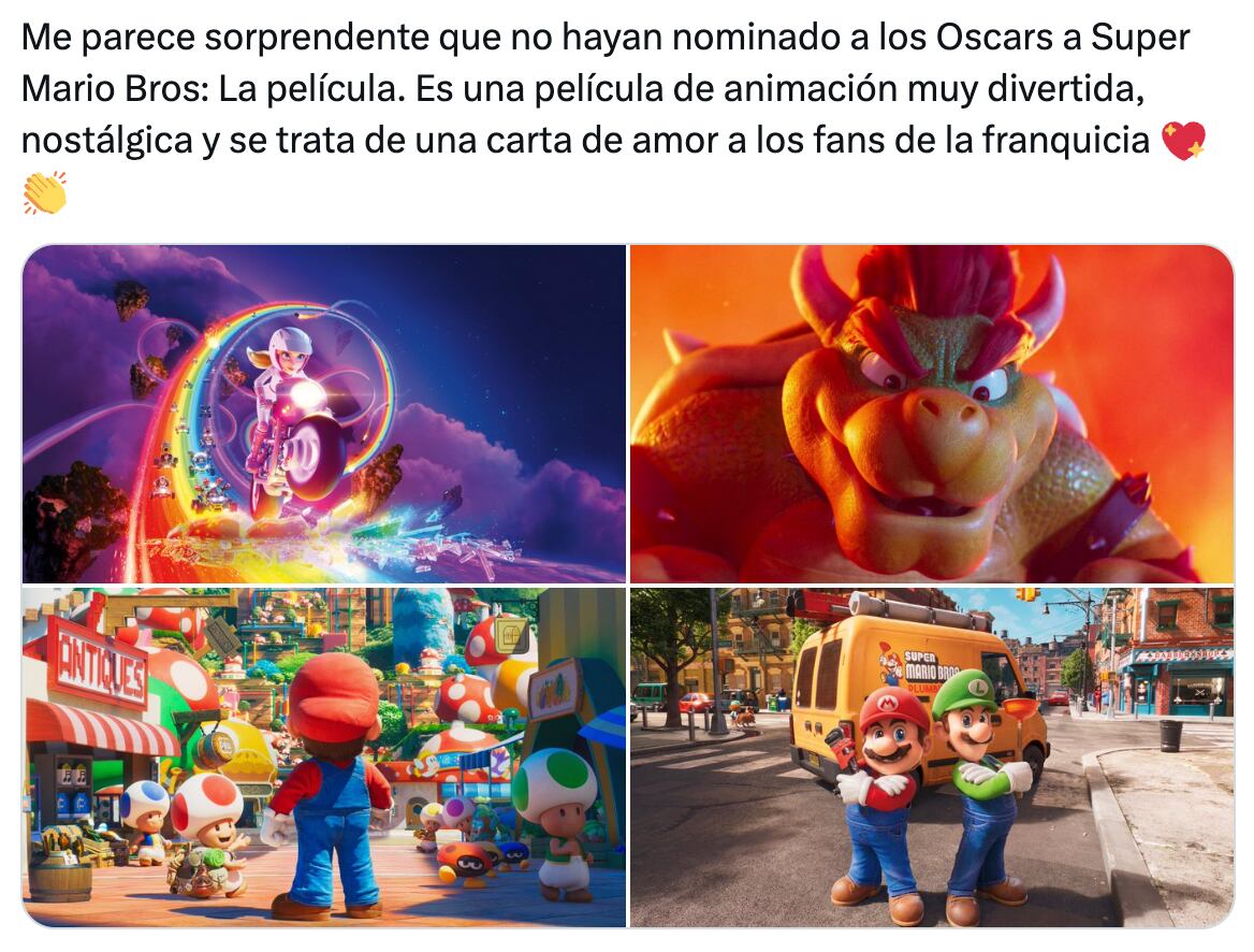 Super Mario Bros.: La Película se queda sin nominación a los Premios Oscar 2024
