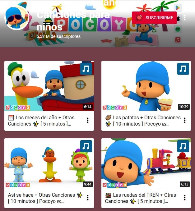 Pocoyó en YouTube Kids