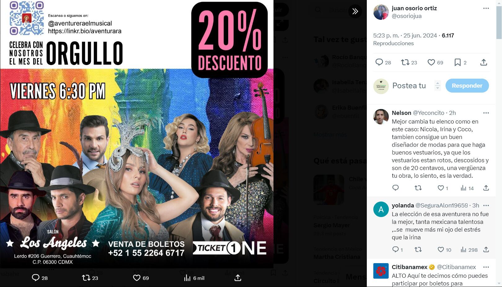 Aventurera anuncia descuentos