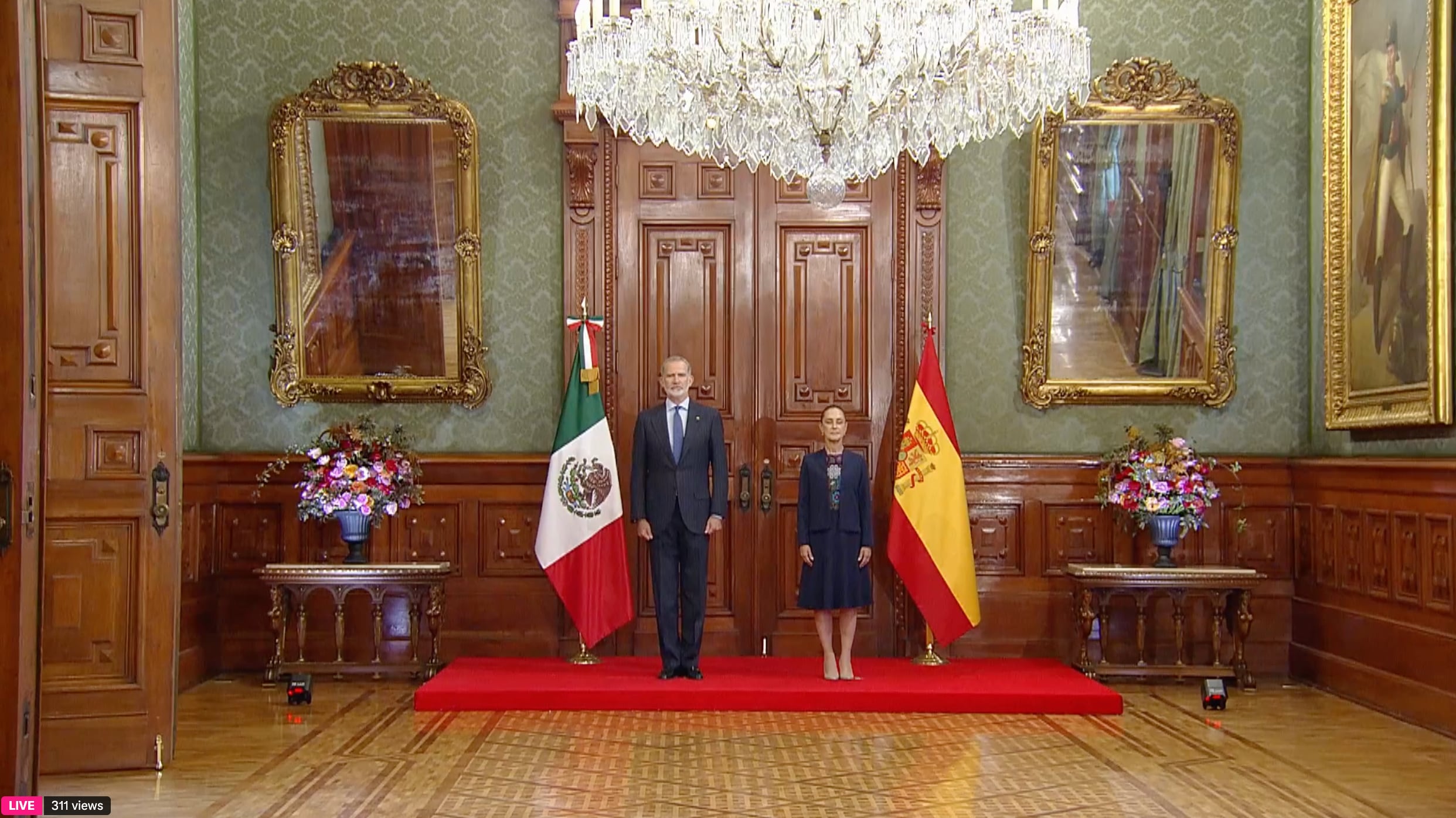 Claudia Sheinbaum recibe al rey Felipe VI en Palacio Nacional