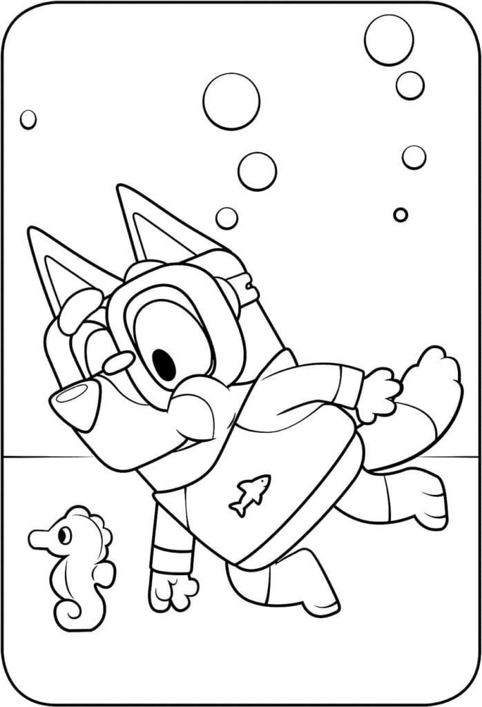 Dibujo de Bluey: playa