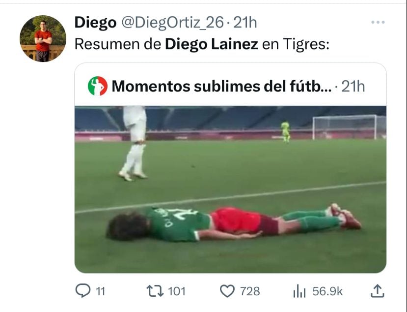 Diego Lainez fue objeto de críticas en redes sociales.