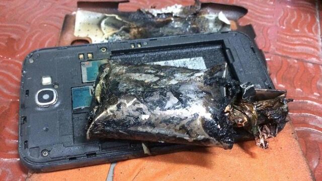 El Galaxy Note 2 que se incendió.