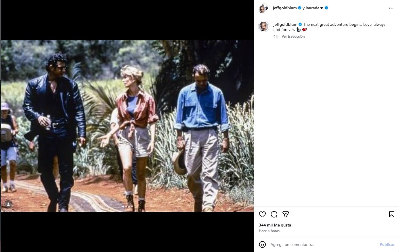 Emotiva despedida de Jeff Goldblum y Laura Dern a Sam Neill