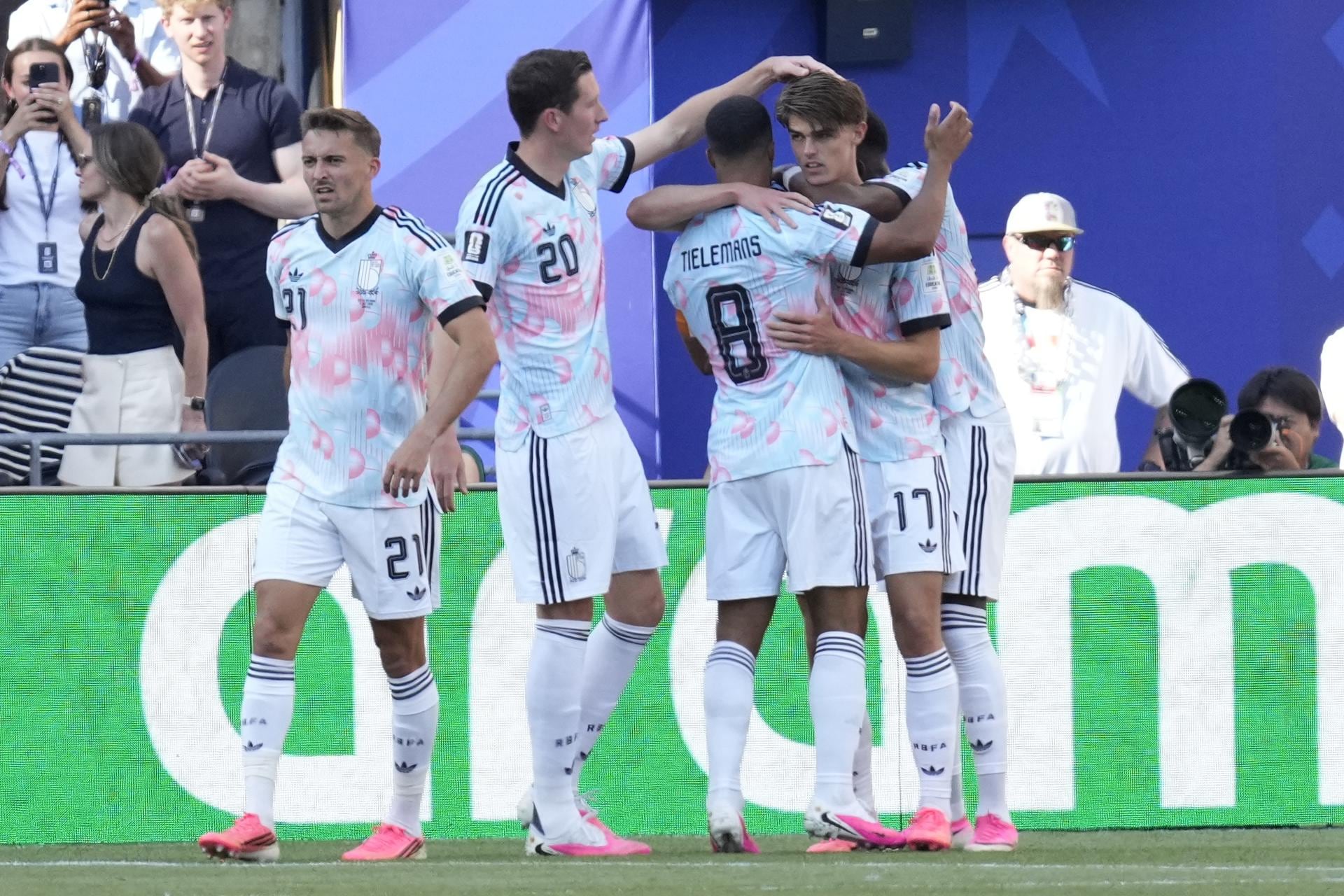 Jugadores de Bélgica en su partido contra Estados Unidos en el Mundial 2026.