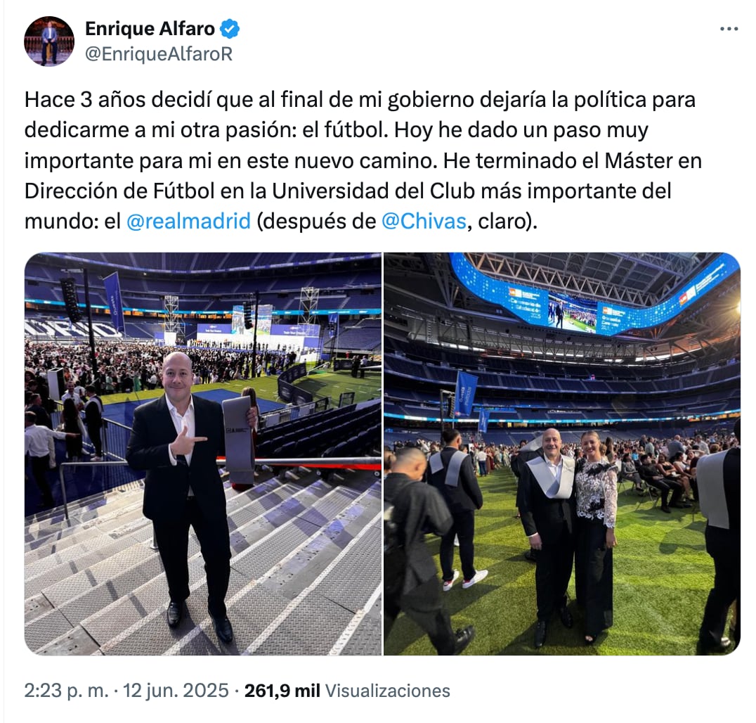 Enrique Alfaro presume que está cumpliendo su nuevo sueño