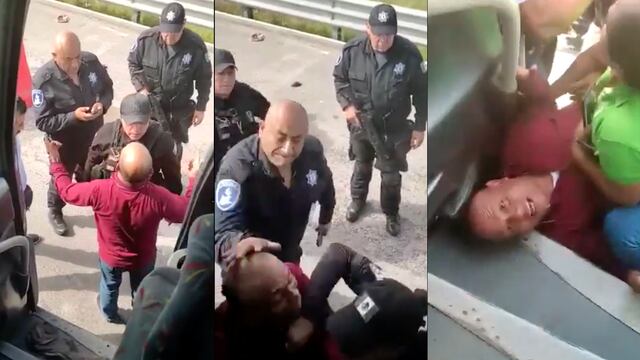 Policías golpean a chofer de transporte público