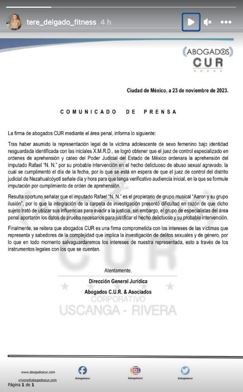 Tere Delgado acusa a Rafael 'N' de usar sus influencias para no ser detenido
