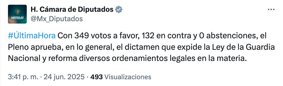 Aprueban en lo general la Reforma a la Guardia Nacional