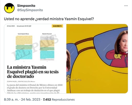 Memes a Yasmín Esquivel por plagio de tesis de Doctorado