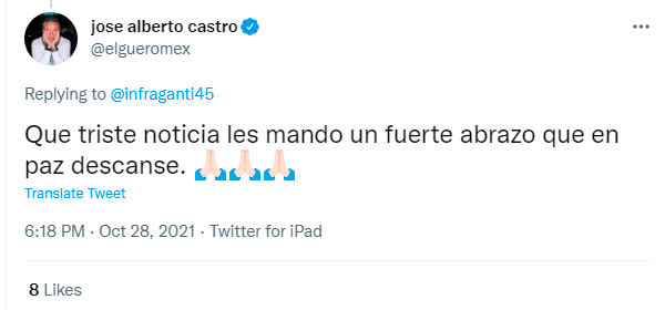 José Alberto Castro se pronuncia ante muerte de Óscar Cadena