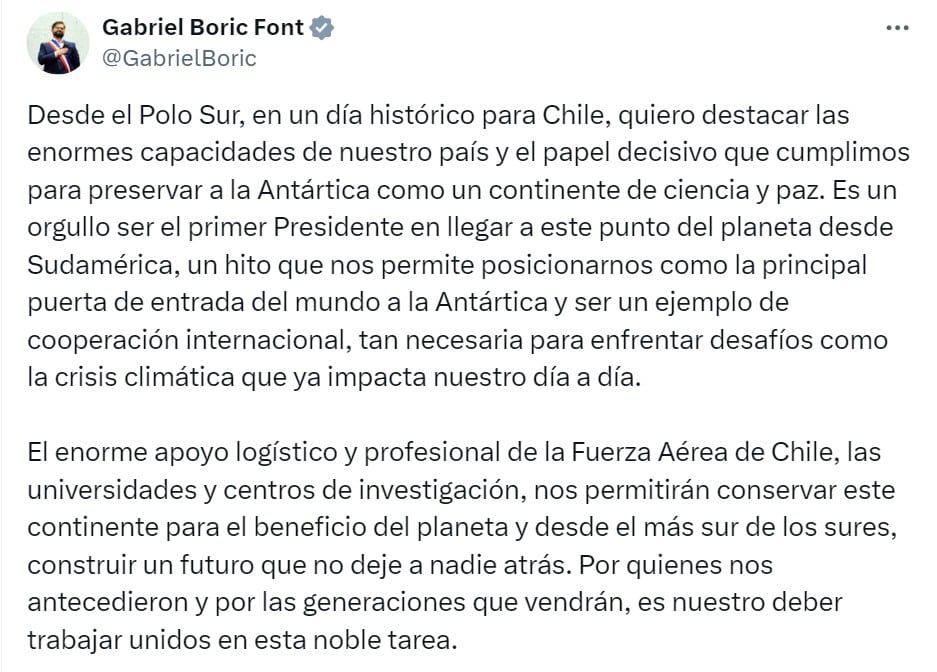 Gabriel Boric y su visita al Polo Sur