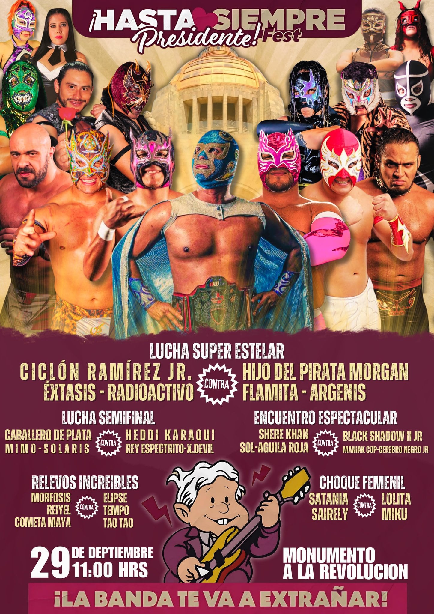 Cartel completo de Hasta siempre presidente; el evento para despedir a AMLO.