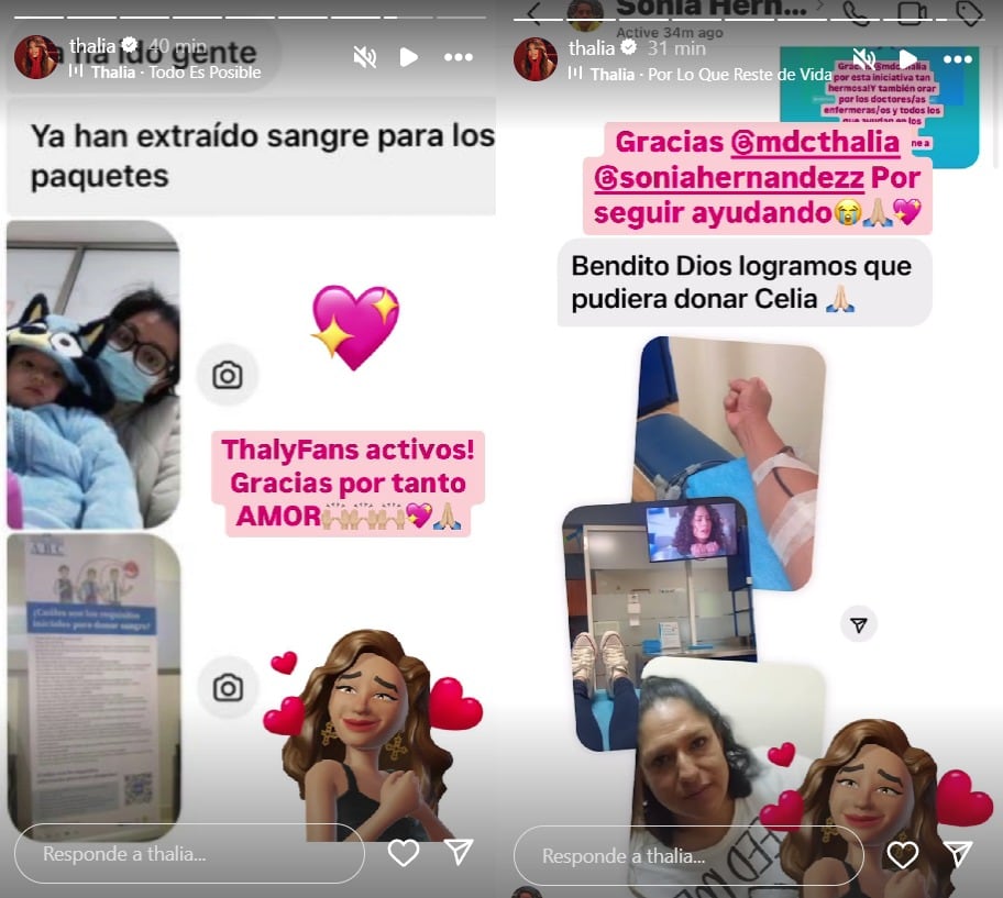 Thalía agradece a sus fans por donar sangre para su hermana Ernestina Sodi