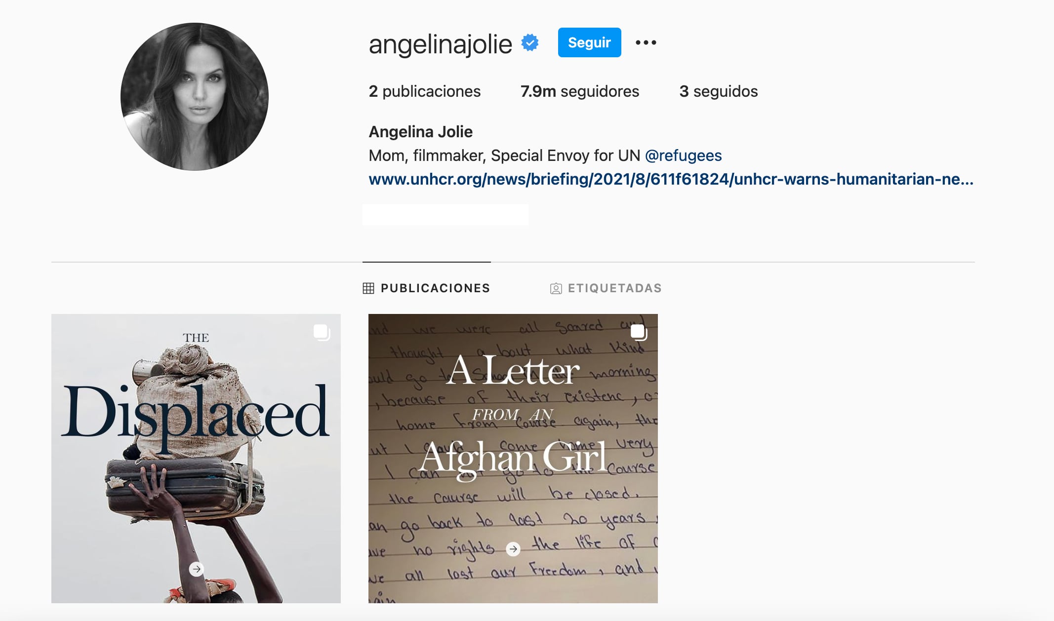 Angelina Jolie en Instagram