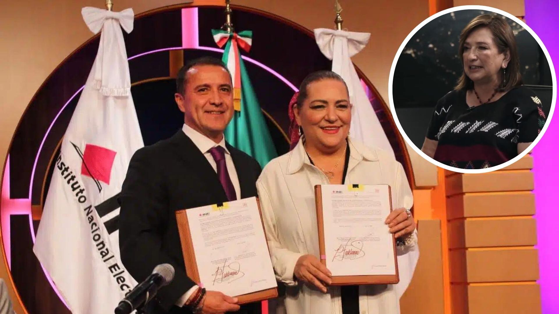 José Antonio García Herrera, presidente de la CIRT, Guadalupe Taddei, Consejera Presidenta del INE y Xóchitl Gálvez, ex candidata presidencial