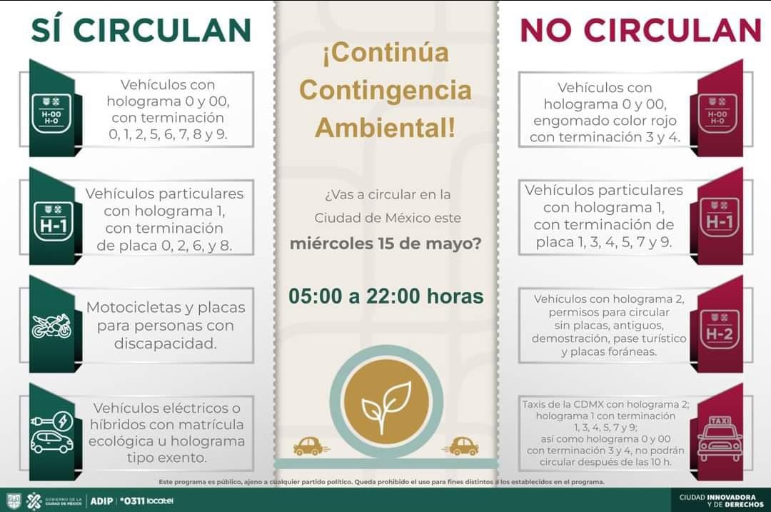 Doble hoy no circula: Qué carros no circulan en Estado de México el miércoles 15 de mayo