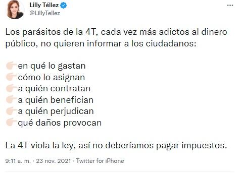 Tuit de Lilly Téllez