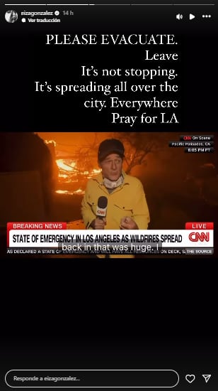 Eiza González envía mensaje por los incendios en Los Ángeles